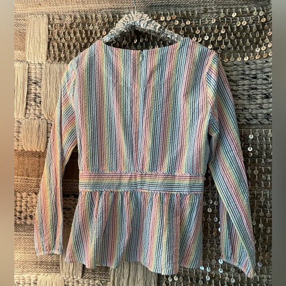 ๐ J Crew NWT rainbow seersucker stripe top sz 4 ๐ - Picture 2 of 7